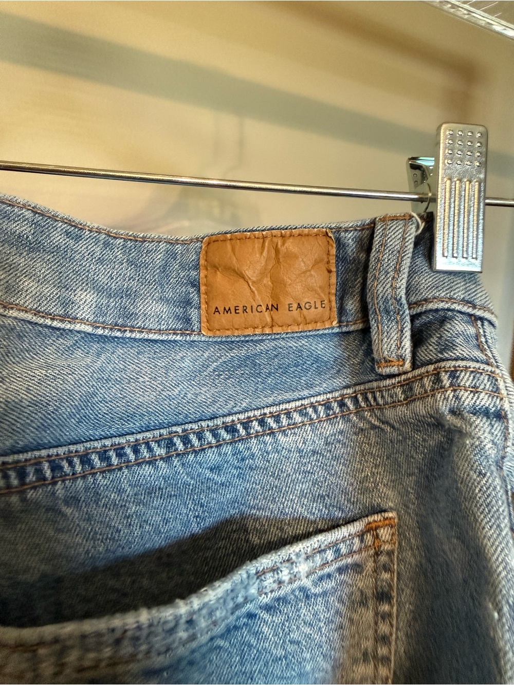 American Eagle Outfitters Distressed Denim Shorts - Light Blue Wash - Picture 5 of 9